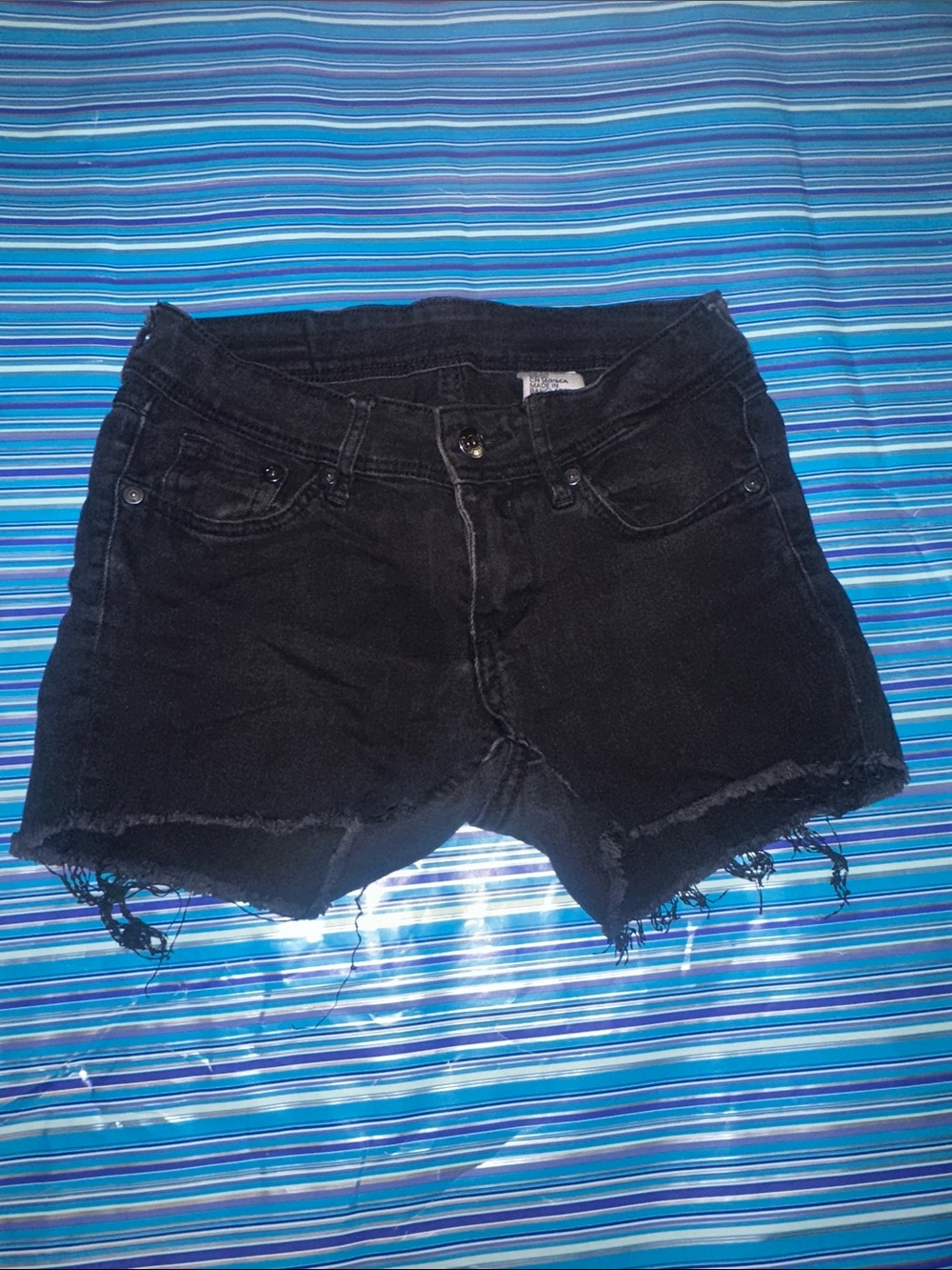Super skinny super low Black Frayed Hem Women's Denim Shorts